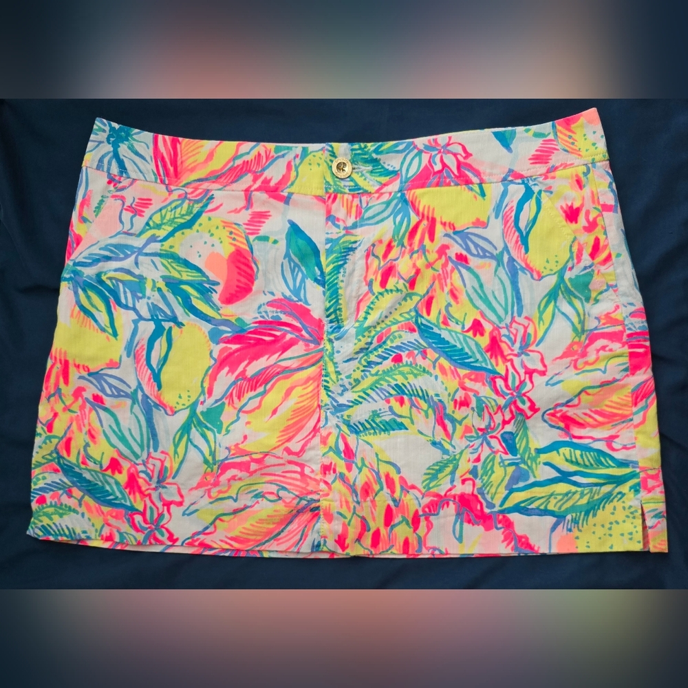Lilly Pulitzer Colorful Tropical Print Skort With Pockets Size 16